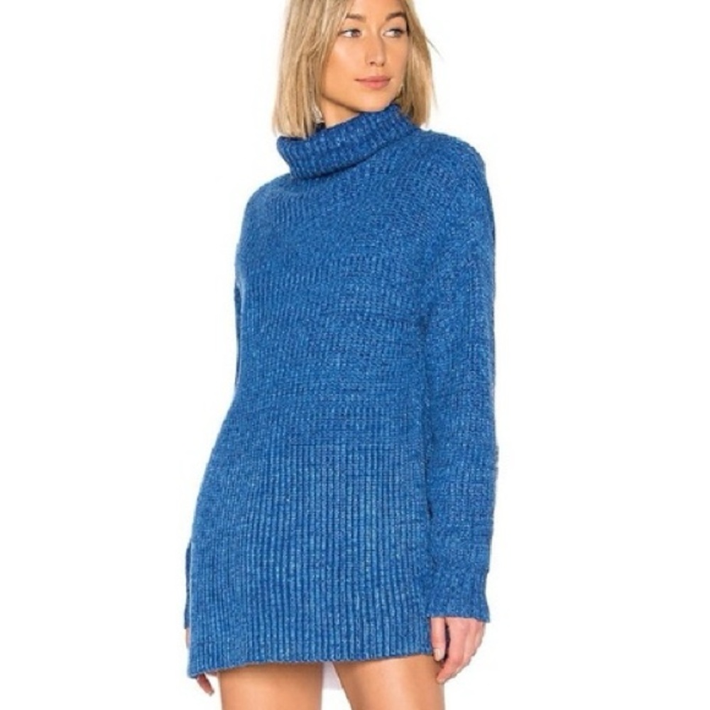 Free People Eleven Knit Sweater Turtleneck Women’s Small Cobalt Blue Bohemian